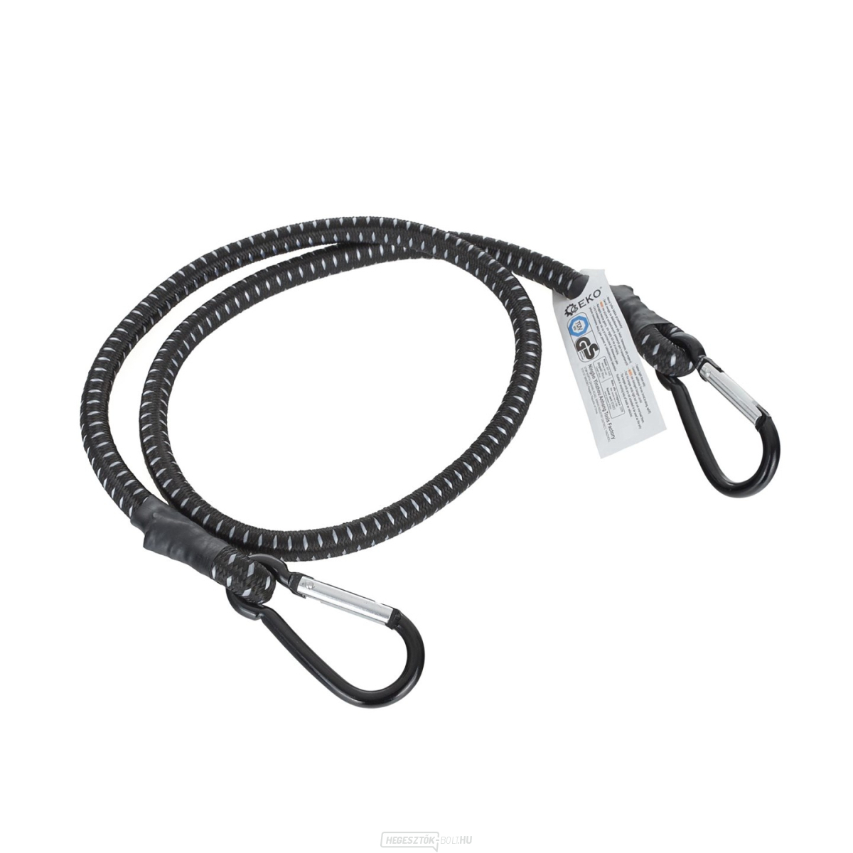 Szállító gumi a csomagok rögzítéséhez + karabiner 10mm x 90cm (80)