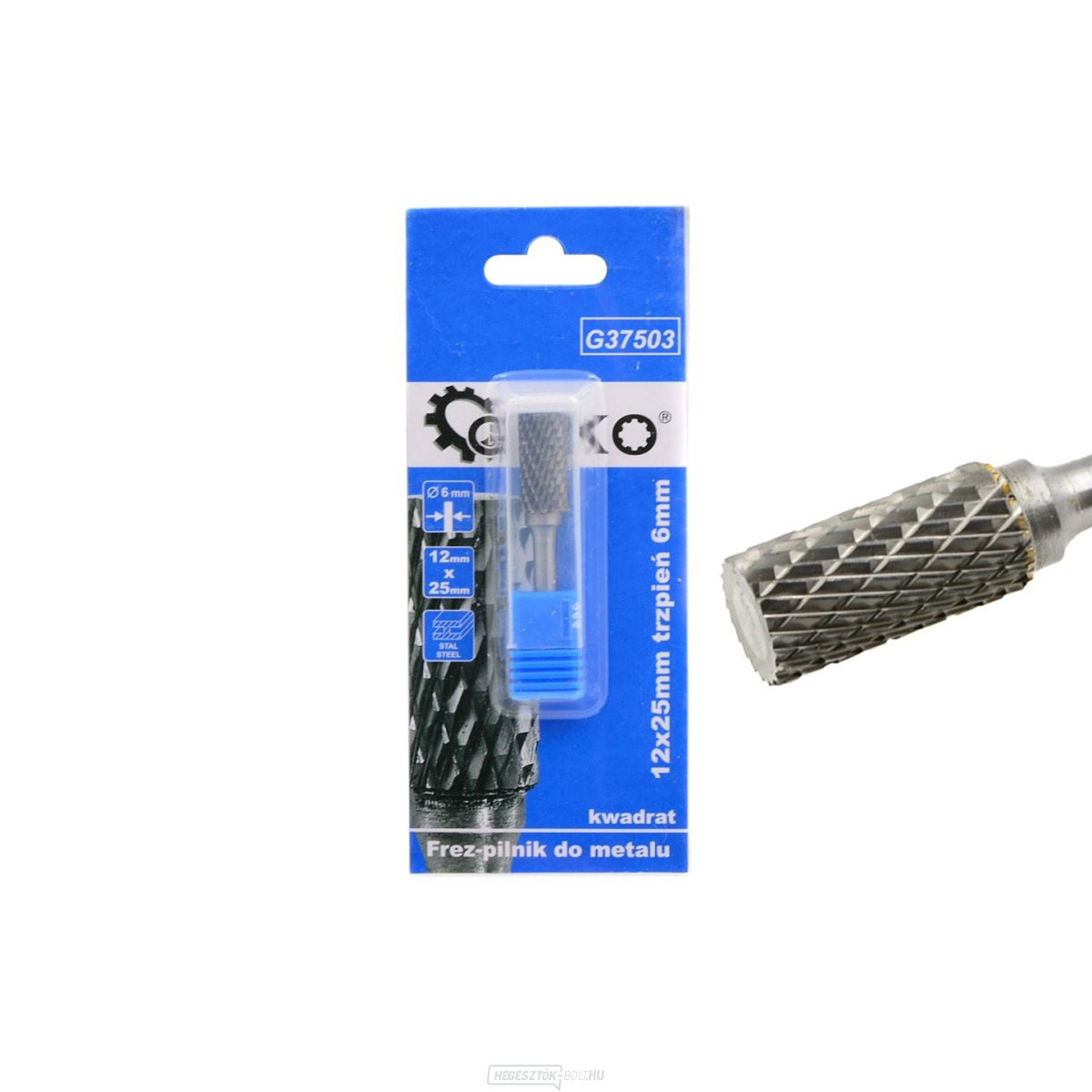 Volframkarbid fémreszelő 12x25mm szár 6mm (négyzet) (200)