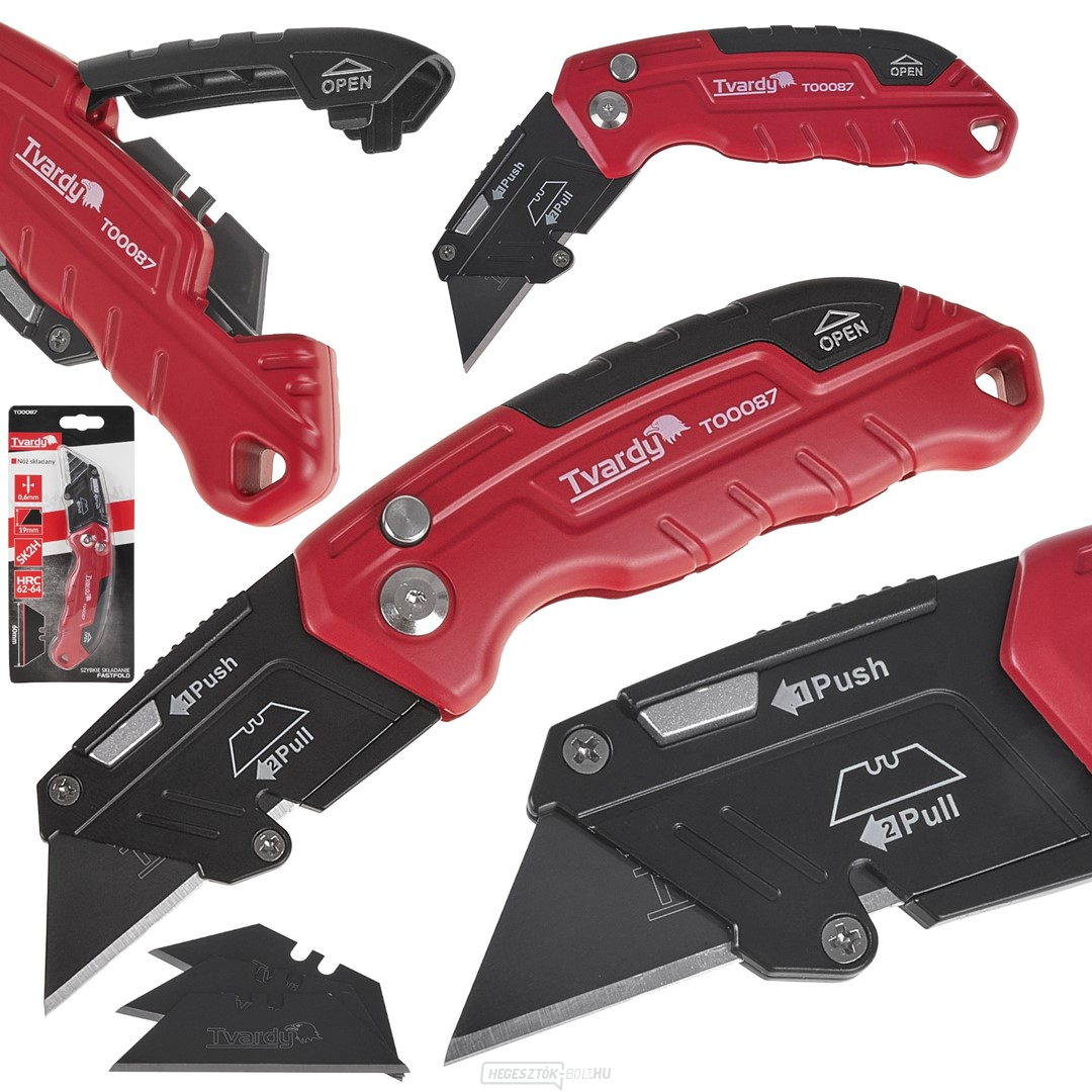 FASTFOLD összecsukható kés trapéz alakú pengével 60x19x0.6mm SK2H TVARDY (10/60)