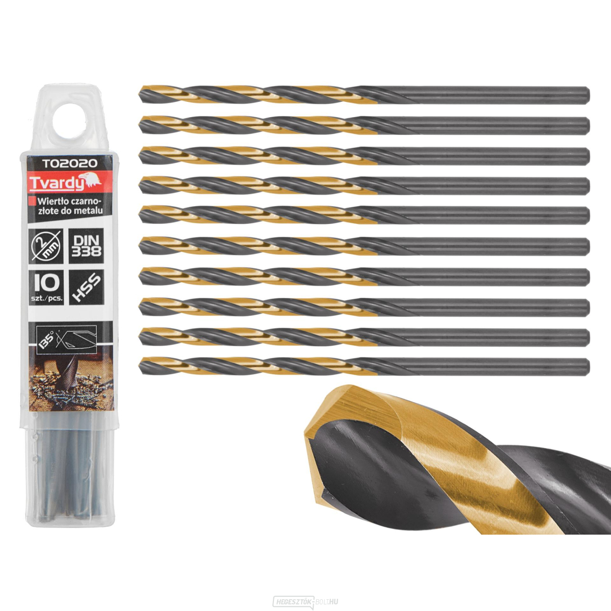 Fekete-arany HSS fém fúrószár 2.00mm (10/300/3000)
