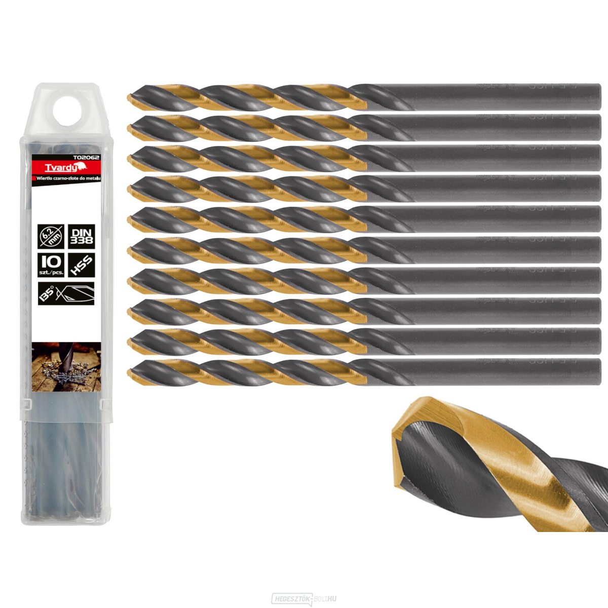 Fekete és arany HSS fém fúrószár 6.20mm (10/100/1000)