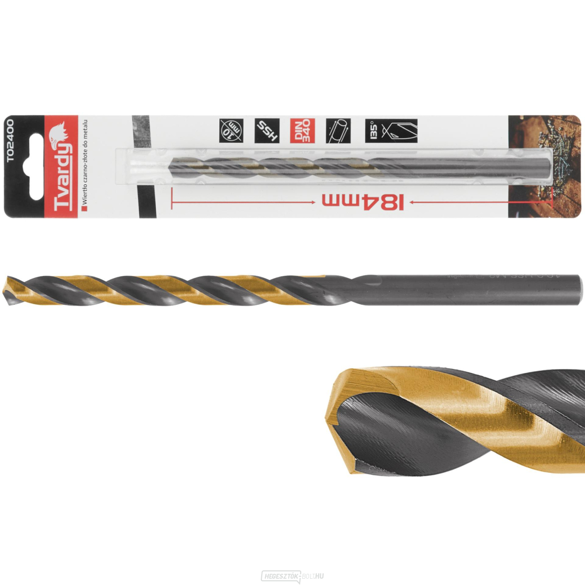 Fekete-arany színű, meghosszabbított HSS fém fúrószár M2 10.0mm (1/50/200) Fekete-arany színű, meghosszabbított HSS fém fúrószár M2 10.0mm (1/50/200) gallery main image