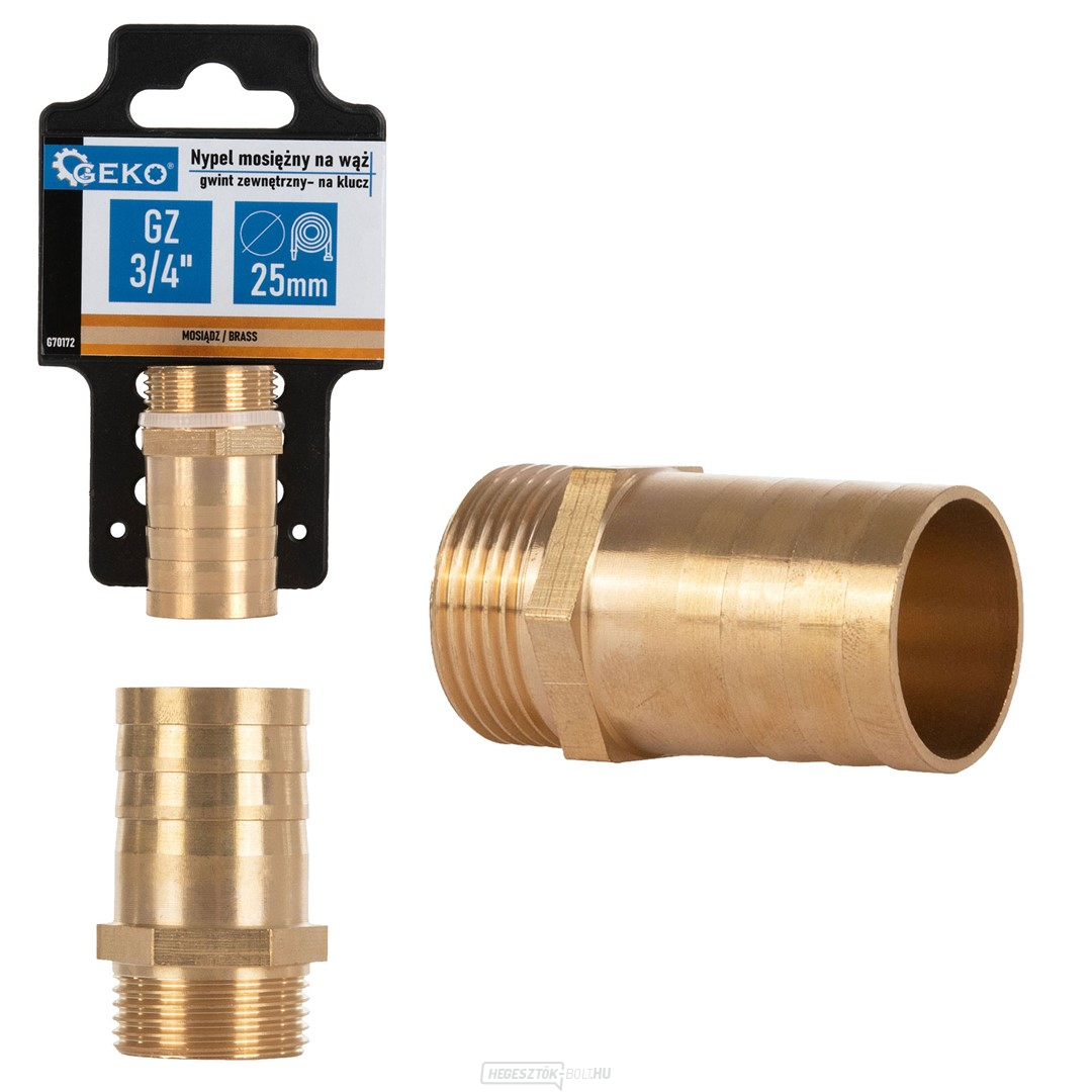 Sárgaréz tömlőcsatlakozó 25mm - 3/4" külső menettel - csavarkulcs (250)