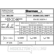 Sherman DIGIMIG 203L Swift szinergikus inverteres hegesztő + MIG pisztoly + kábelek + sisak + szelep + teli CO2 palack + gáz Sherman DIGIMIG 203L Swift szinergikus inverteres hegesztő + MIG pisztoly + kábelek + sisak + szelep + teli CO2 palack + gáz náhled
