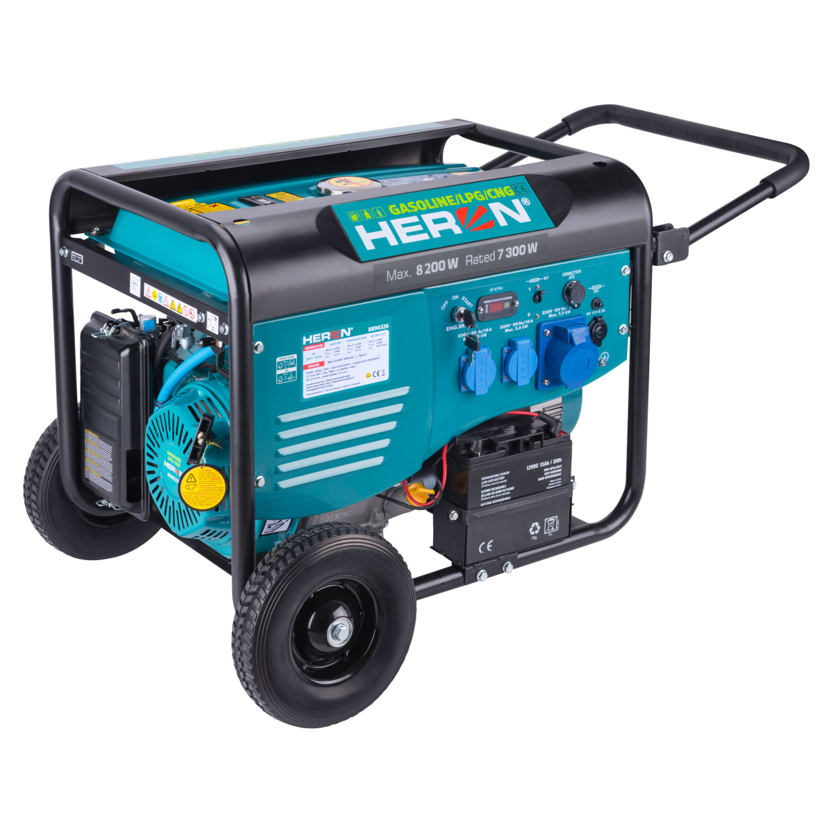 Benzin- és gázerőmű (LPG/NG) 17LE/8,2kW, elektromos indítás, ATS kész, alváz