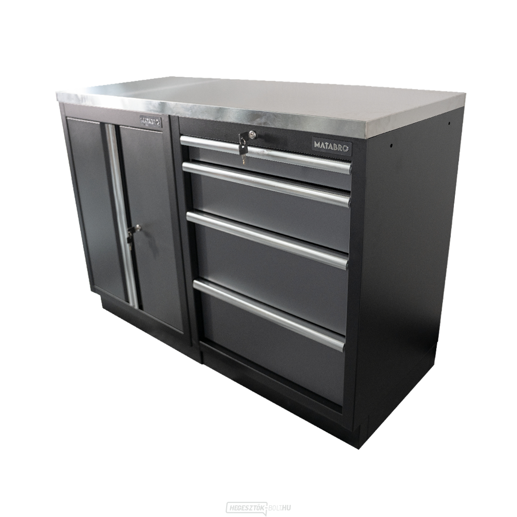 AKCIÓS KÉSZLET MB-TGC1304 és MB-TGC1300 műhelyszekrény rozsdamentes acél munkalappal MB-TGW53S