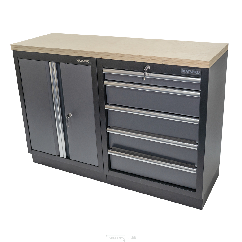 AKCIÓS KÉSZLET Műhelyszekrény MB-TGC1305 és MB-TGC1300 fa munkalappal MB-TGW53