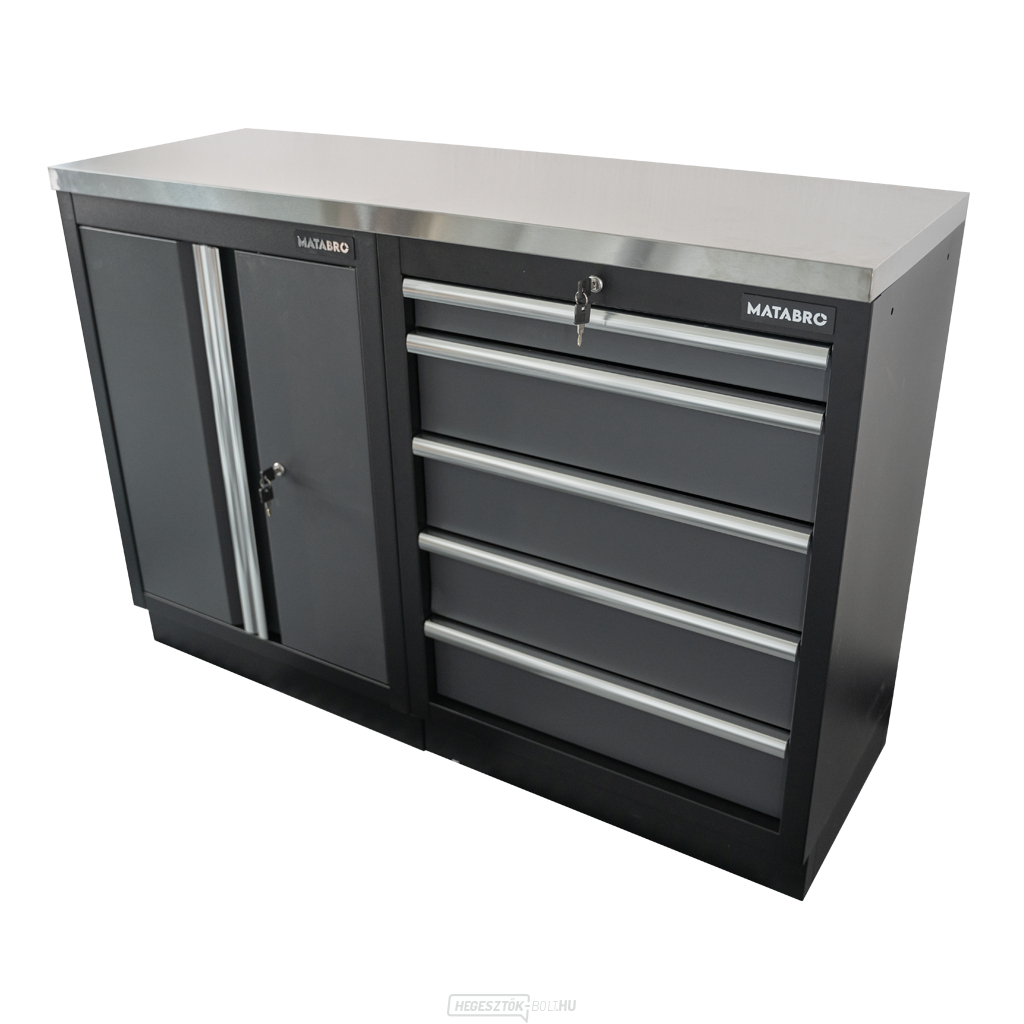 AKCIÓS KÉSZLET MB-TGC1305 és MB-TGC1300 műhelyszekrény rozsdamentes acél munkalappal MB-TGW53S