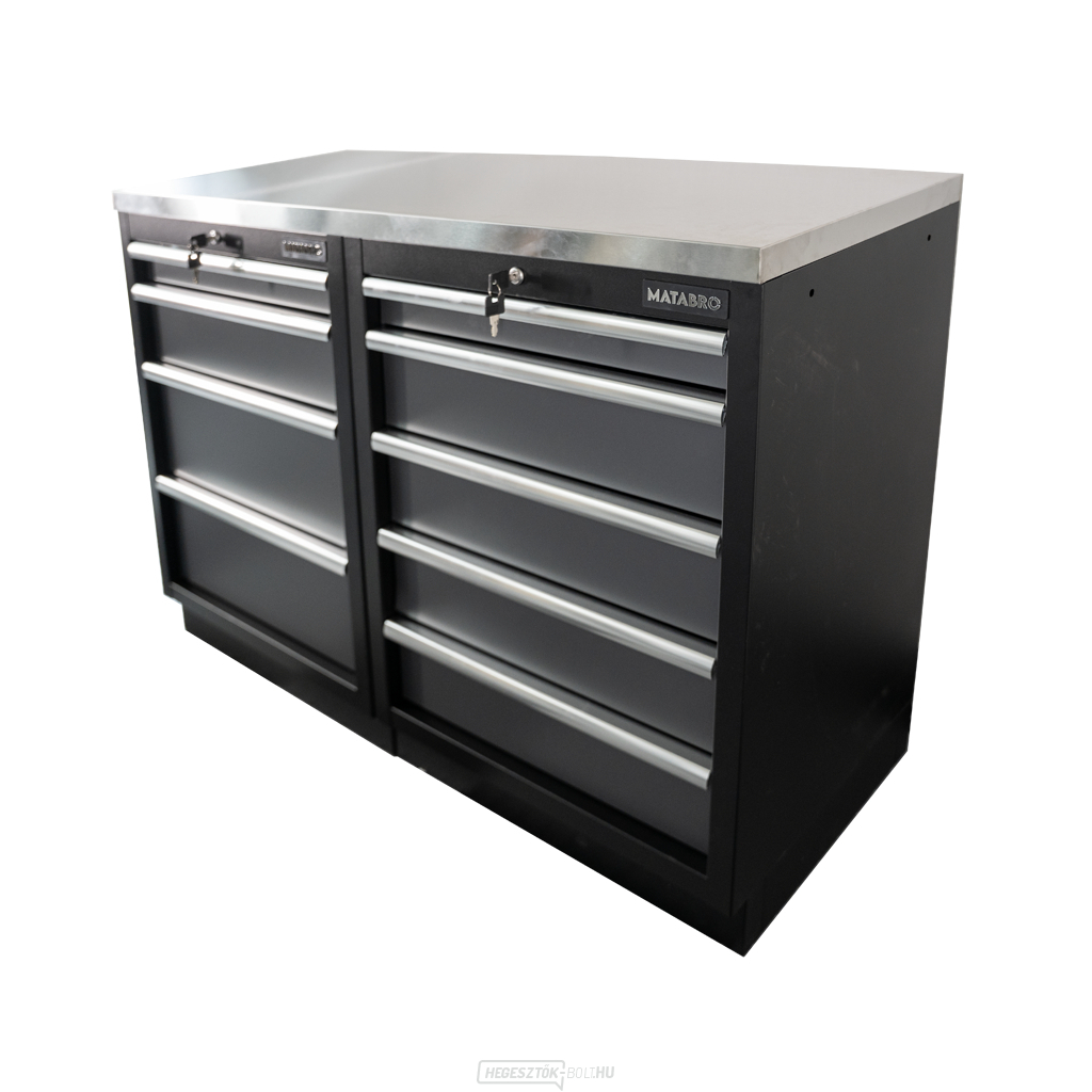 AKCIÓS KÉSZLET MB-TGC1305 és MB-TGC1304 műhelyszekrény rozsdamentes acél munkalappal MB-TGW53S