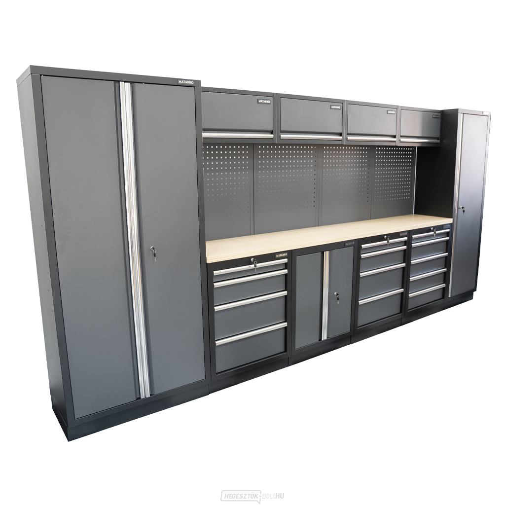 AKCIÓS SZETT 10 db-os műhelybútor készlet SET-CA01016 fa munkalappal MB-TGW53