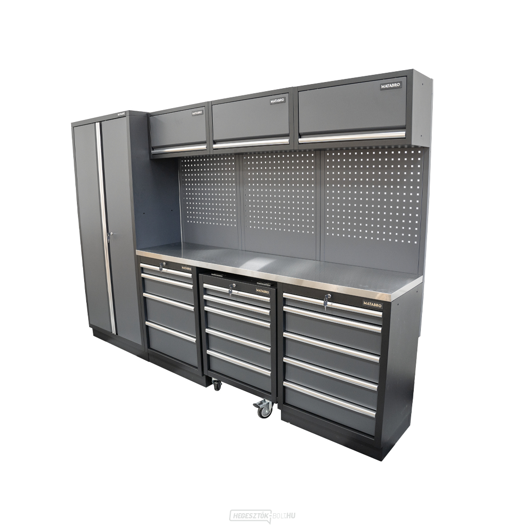 AKCIÓS SZETT 7 db-os műhelybútor készlet SET-CA01030 rozsdamentes acél munkalappal MB-TGW80S