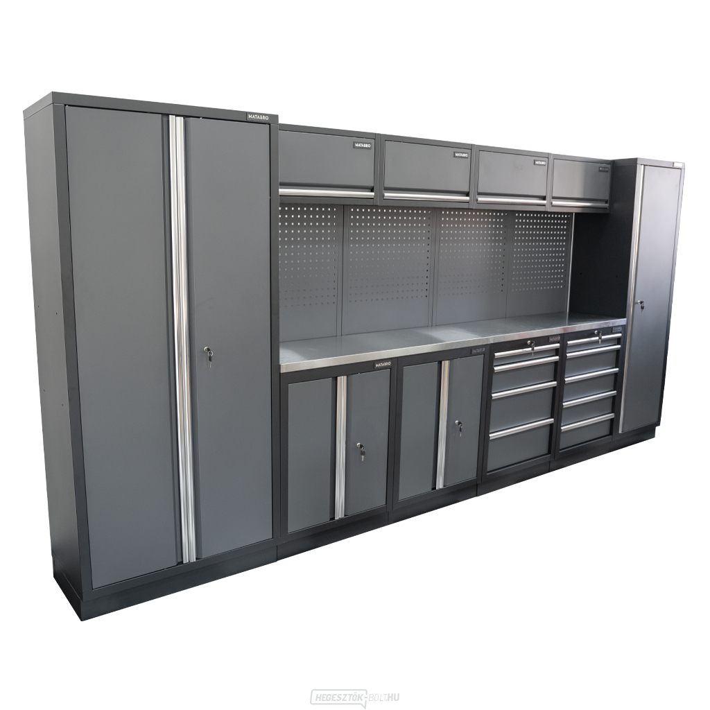 AKCIÓS SZETT 10 db-os műhelybútor készlet SET-CA01032 rozsdamentes acél munkalappal MB-TGW53S