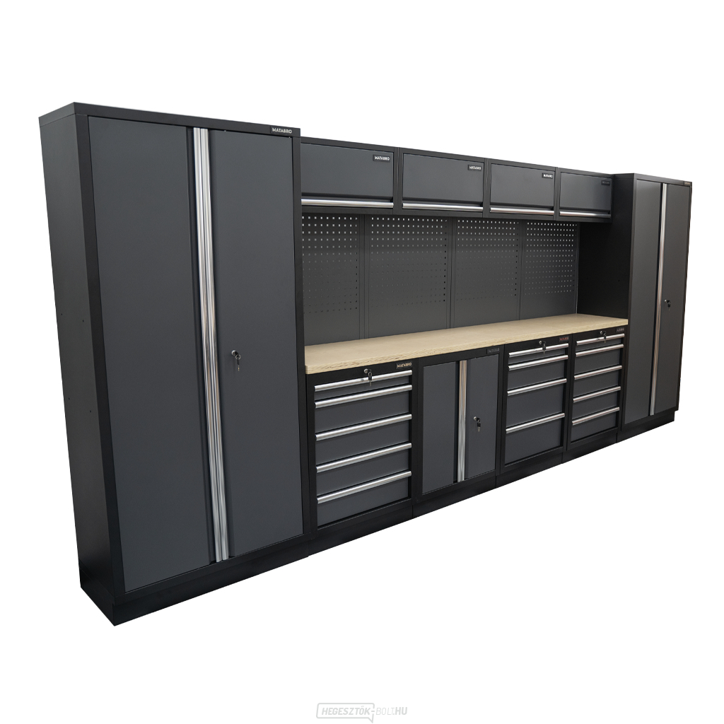 AKCIÓS SZETT 10 db-os műhelybútor készlet SET-CA01033 fa munkalappal MB-TGW53