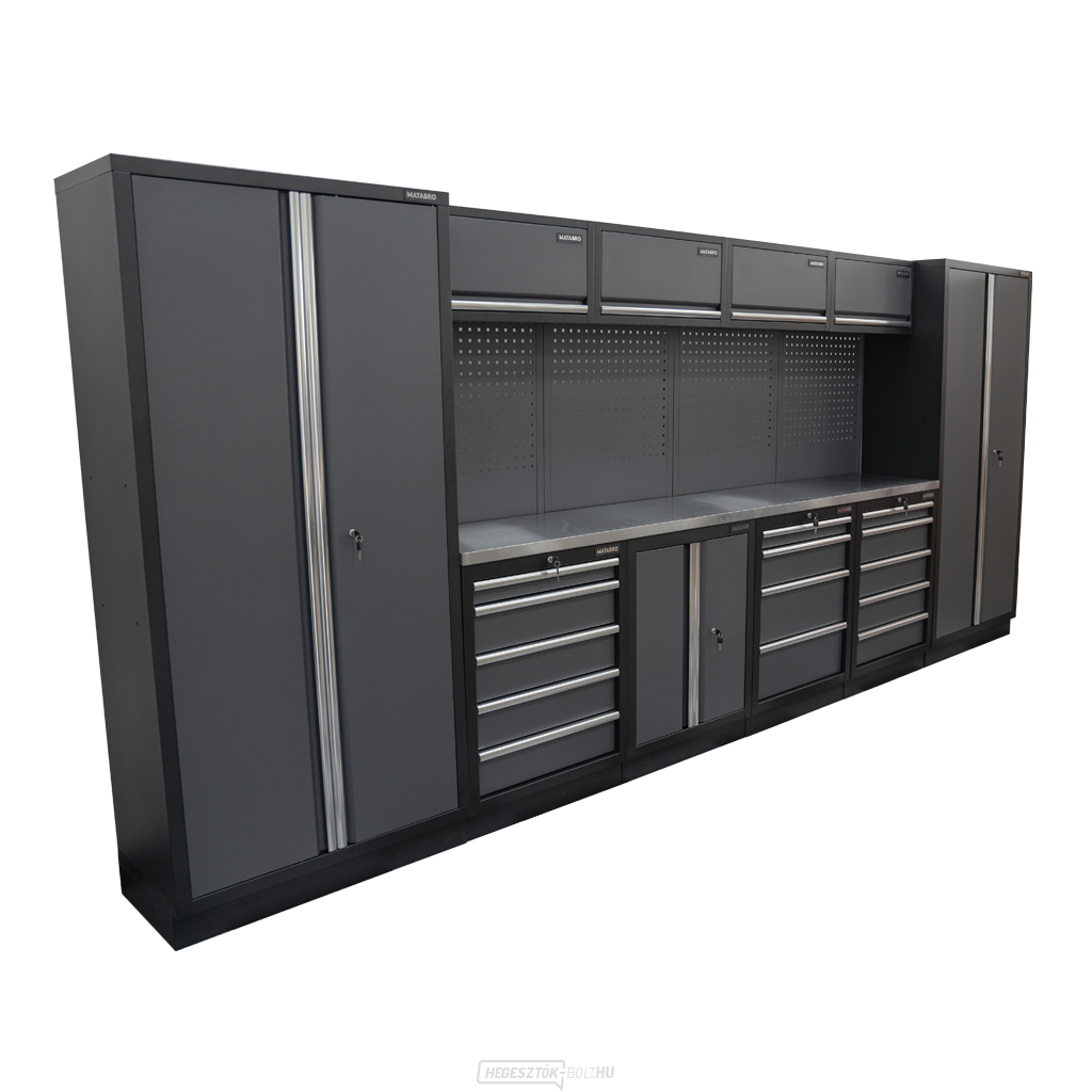 AKCIÓS SZETT 10 db-os műhelybútor készlet SET-CA01034 rozsdamentes acél munkalappal MB-TGW53S