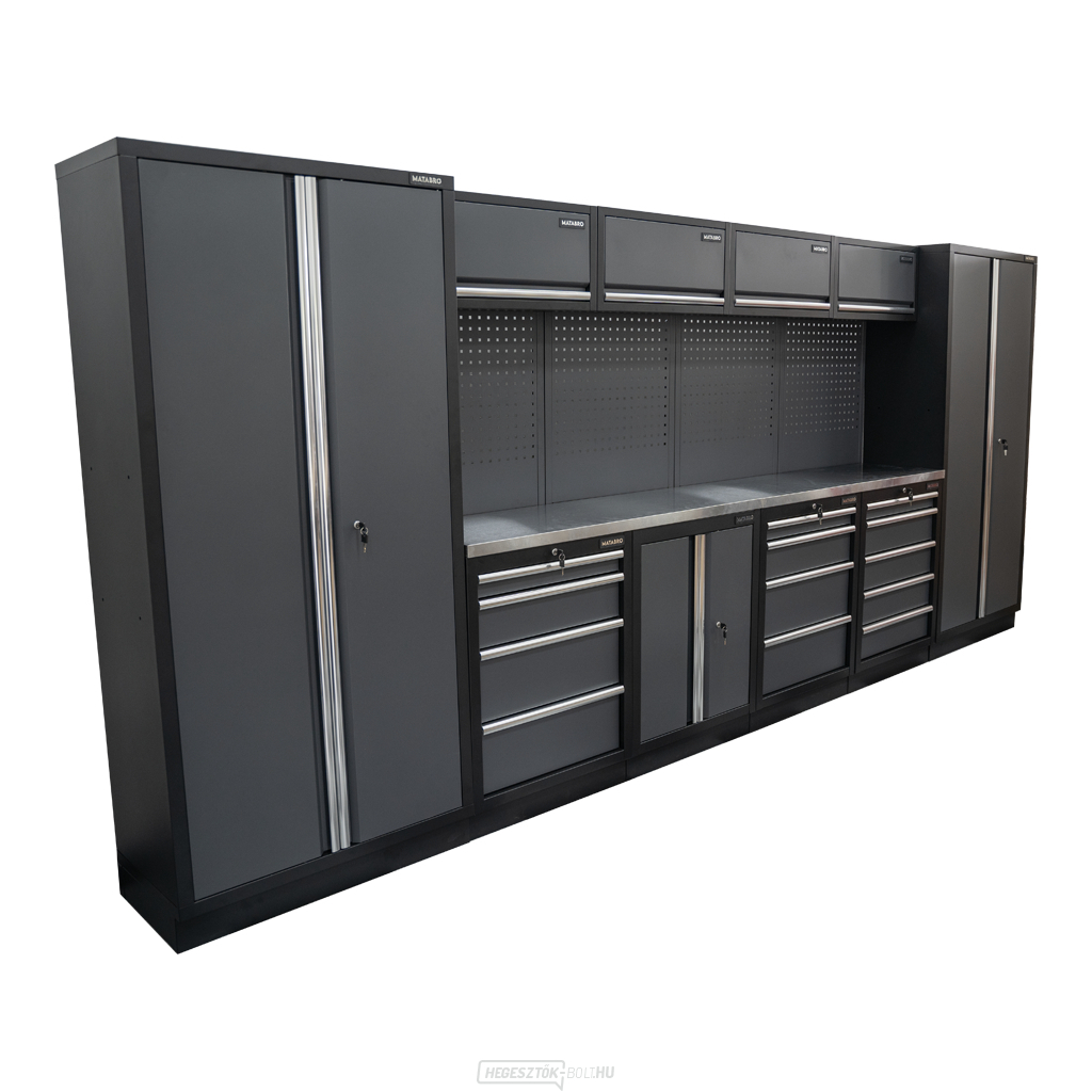 AKCIÓS SZETT 10 db-os műhelybútor készlet SET-CA01036 rozsdamentes acél munkalappal MB-TGW53S