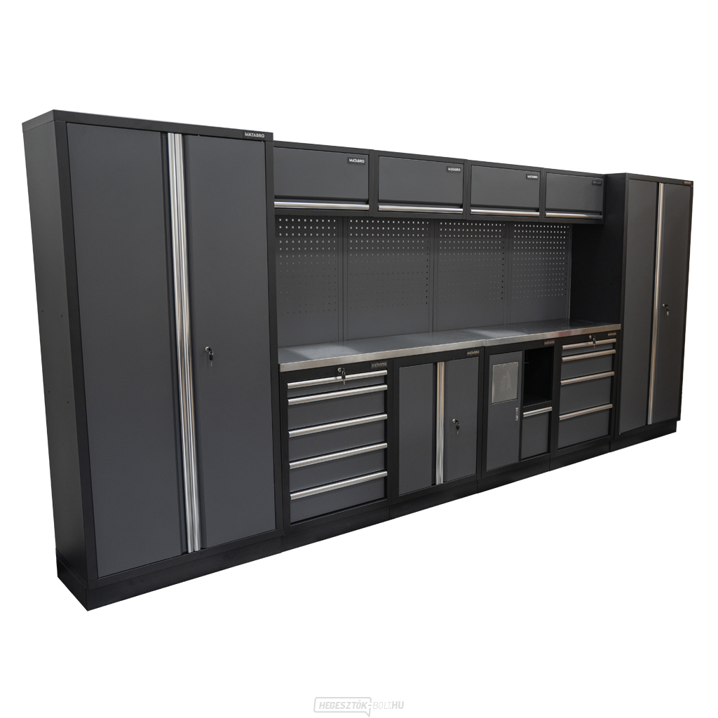 AKCIÓS SZETT 10 db-os műhelybútor készlet SET-CA01038 rozsdamentes acél munkalappal MB-TGW53S