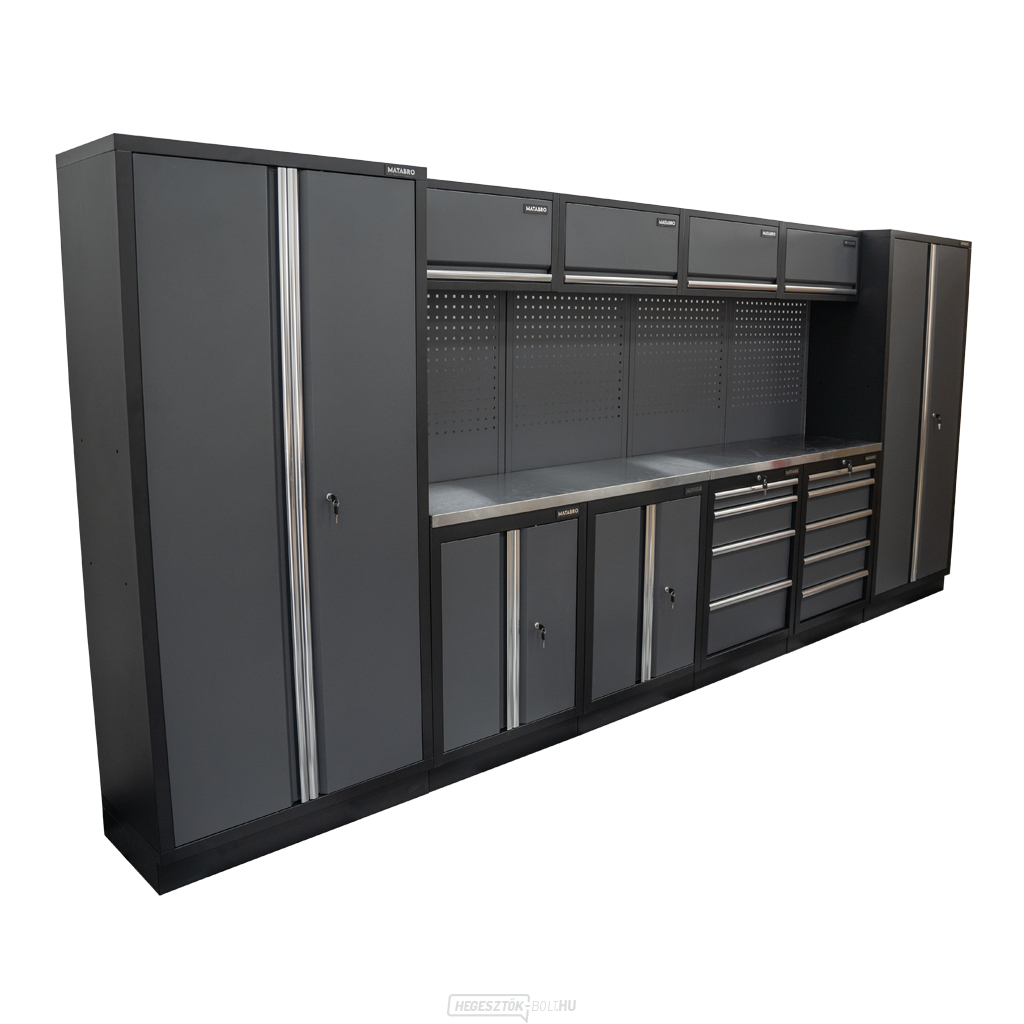 AKCIÓS SZETT 10 db-os műhelybútor készlet SET-CA01040 rozsdamentes acél munkalappal MB-TGW53S