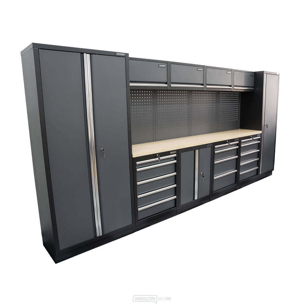 AKCIÓS SZETT 10 db-os műhelybútor készlet SET-CA01041 fa munkalappal MB-TGW53