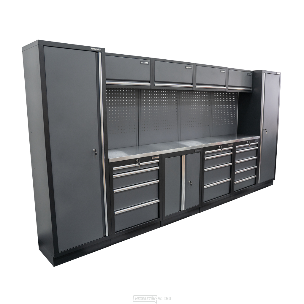 AKCIÓS SZETT 10 db-os műhelybútor készlet SET-CA01046 rozsdamentes acél munkalappal MB-TGW53S