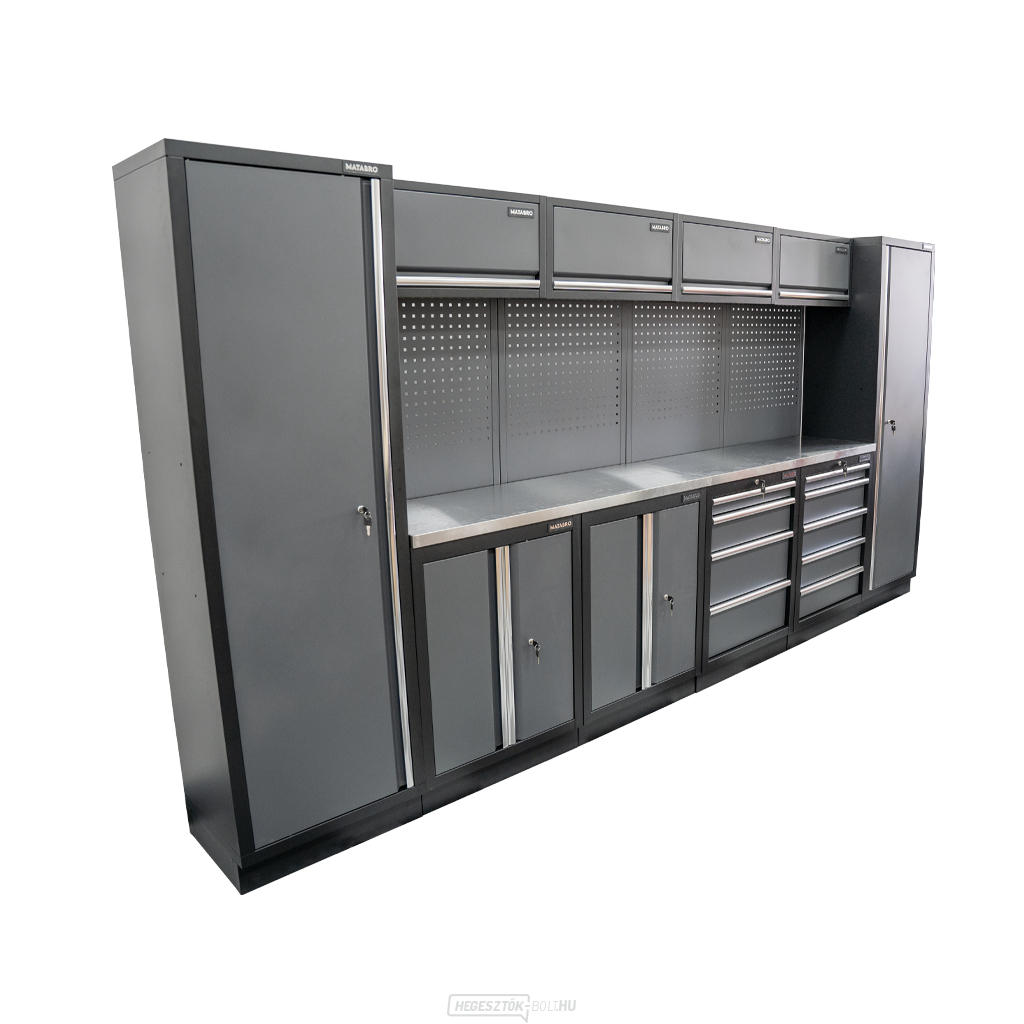 AKCIÓS SZETT 10 db-os műhelybútor készlet SET-CA01050 rozsdamentes acél munkalappal MB-TGW53S