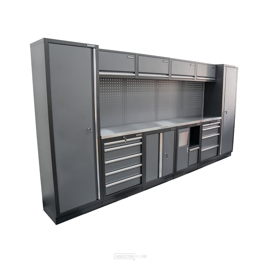 AKCIÓS SZETT 10 db-os műhelybútor készlet SET-CA01052 rozsdamentes acél munkalappal MB-TGW53S