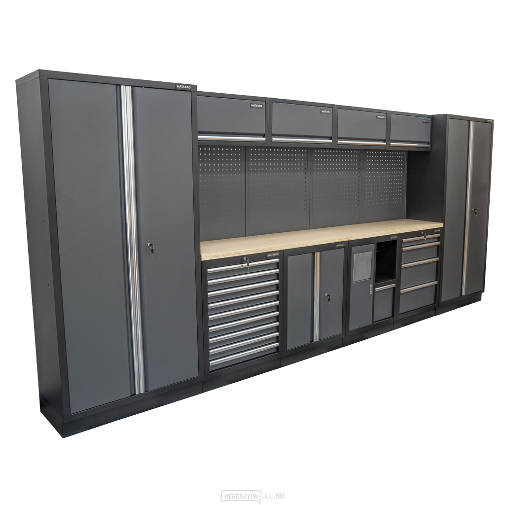 AKCIÓS SZETT 10 db-os műhelybútor készlet SET-CA01053 fa munkalappal MB-TGW53