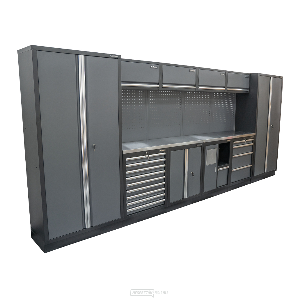 AKCIÓS SZETT 10 db-os műhelybútor készlet SET-CA01054 rozsdamentes acél munkalappal MB-TGW53S