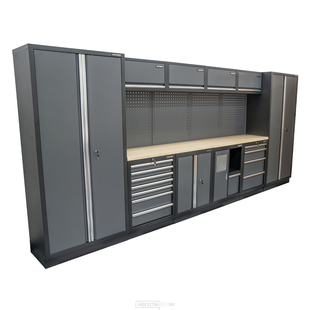 AKCIÓS SZETT 10 db-os műhelybútor készlet SET-CA01055 fa munkalappal MB-TGW53