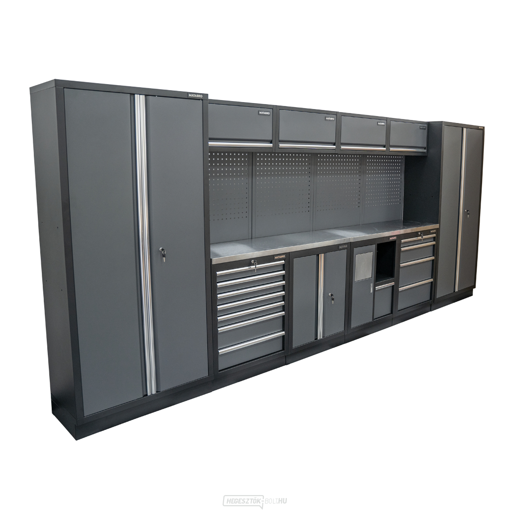 AKCIÓS SZETT 10 db-os műhelybútor készlet SET-CA01056 rozsdamentes acél munkalappal MB-TGW53S