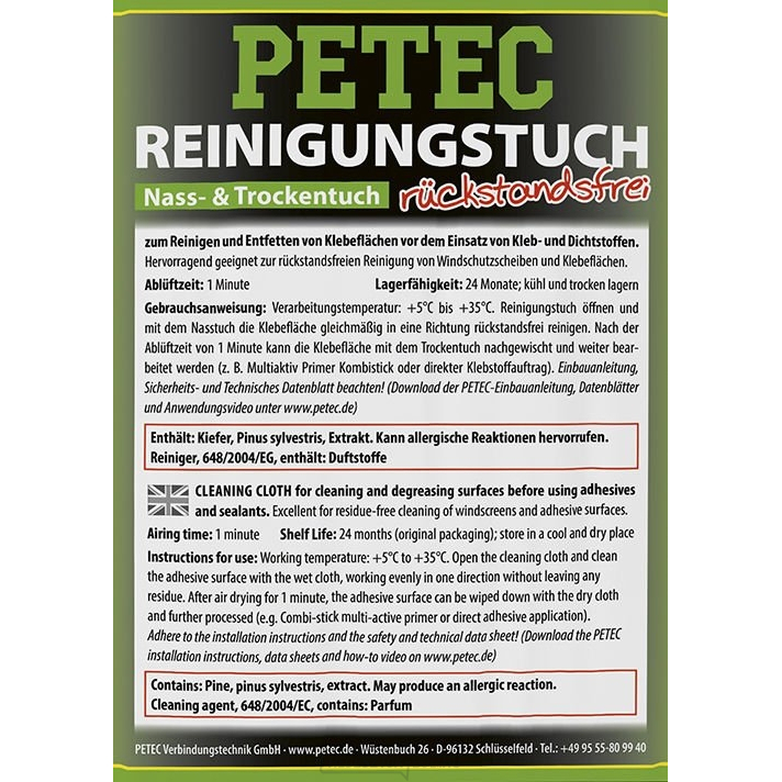 Törülköző a felületek tisztításához és zsírtalanításához PETEC 82111