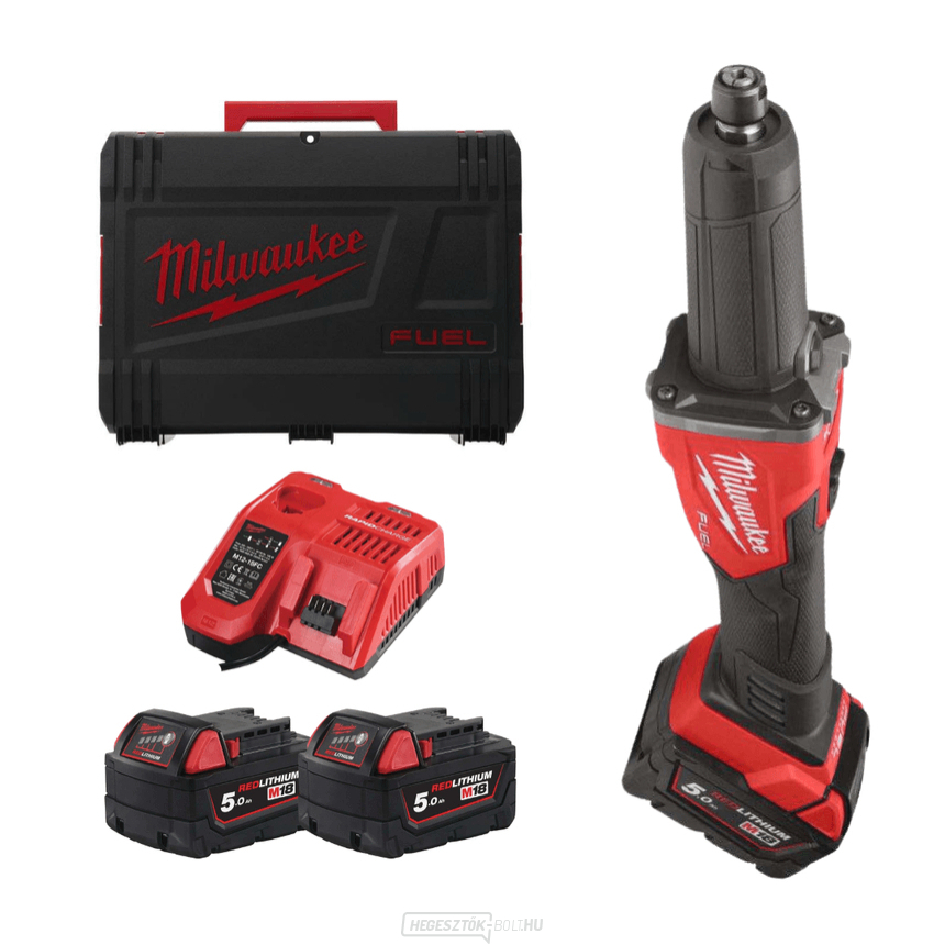 Milwaukee M18 FDGRB-502X akkumulátoros egyenescsiszoló, 6 és 8 mm-es szárú szerszámokhoz, 2x Acu (18V, 5.0 Ah), 4933480954