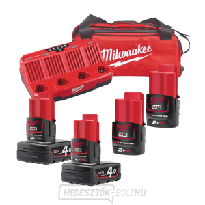 Milwaukee M12 NRG-424b akkumulátortöltő készlet, 2x M12 B2 és 2x M12 B4 akkumulátor + M12 C4 akkumulátortöltő + táska, 4933471772 Milwaukee M12 NRG-424b akkumulátortöltő készlet, 2x M12 B2 és 2x M12 B4 akkumulátor + M12 C4 akkumulátortöltő + táska, 4933471772