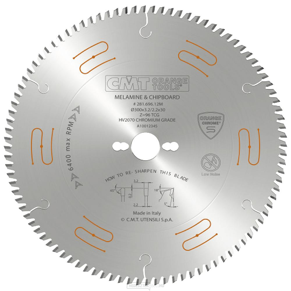 CMT CHROME fűrészlap laminált, DTD és MDF lemezekhez - D300x3.2 d30 Z96 HW