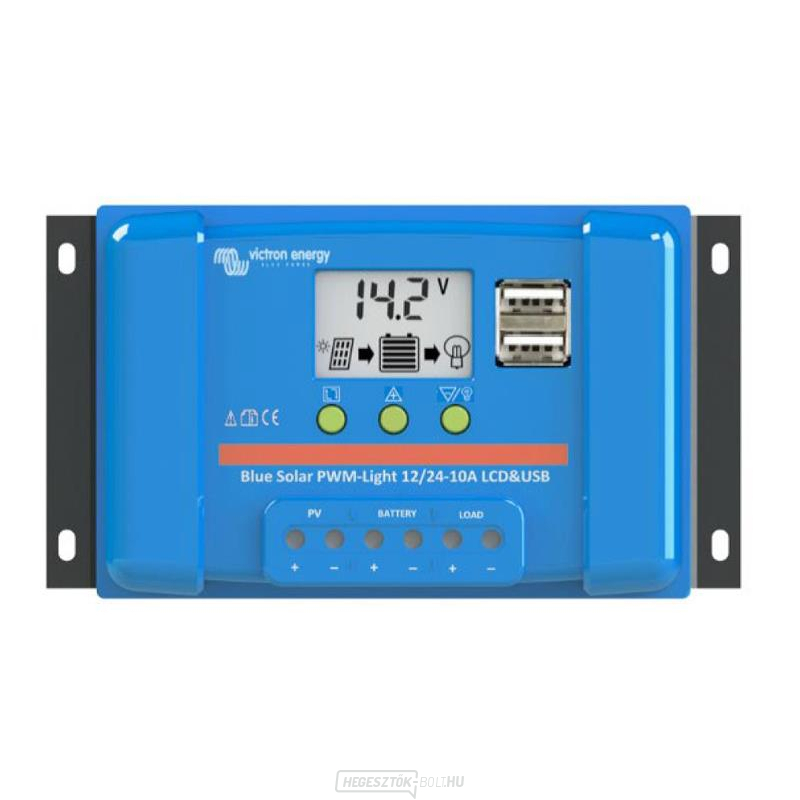 Napelemes PWM vezérlő Victron Energy 20A LCD és USB 12V/24V