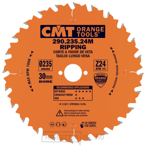 CMT narancssárga fűrészlap hosszirányú vágáshoz - D235x30 Z24 HW CMT narancssárga fűrészlap hosszirányú vágáshoz - D235x30 Z24 HW gallery main image