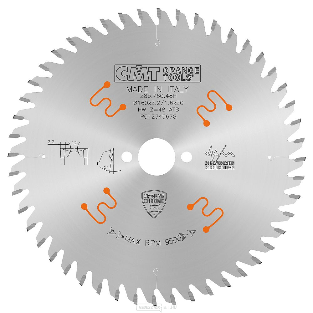 CMT CHROME fűrészlap végső keresztvágásokhoz - D160x2,2 d20 Z48 HW