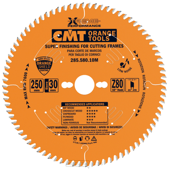 CMT XTreme Profil formázó fűrészlap - D250x3.0 d30 Z80 HW