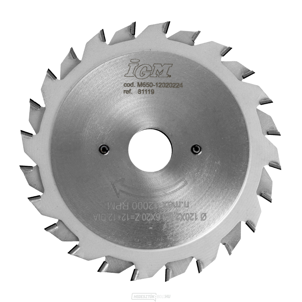 IGM Diamond elővágó tárcsa kétrészes - D120x2,8-3,6 d20 Z12+12 H.4