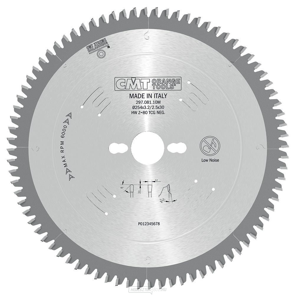 CMT fűrészlap laminált, műanyag és színesfémekhez - D305x3.2 d30 Z96 HW