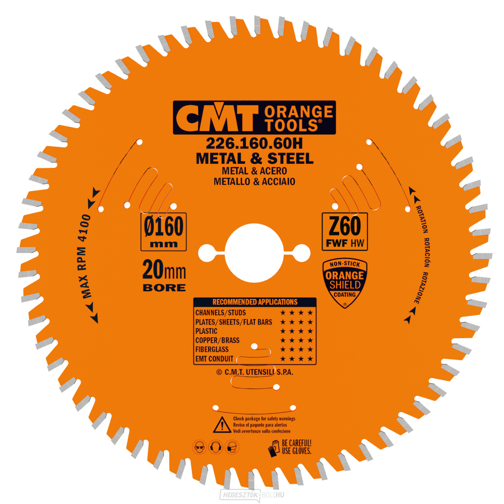 CMT narancssárga ipari fűrészlap vashoz - D165x1,6 d20 Z60 HW