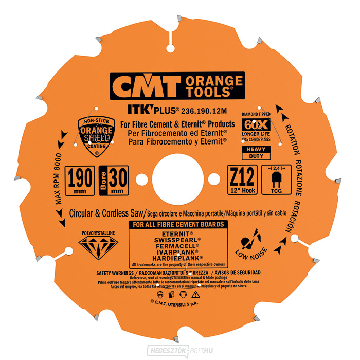 CMT ITK Gyémánt fűrészlap cement forgácslaphoz - D210x2.4 d30 Z12