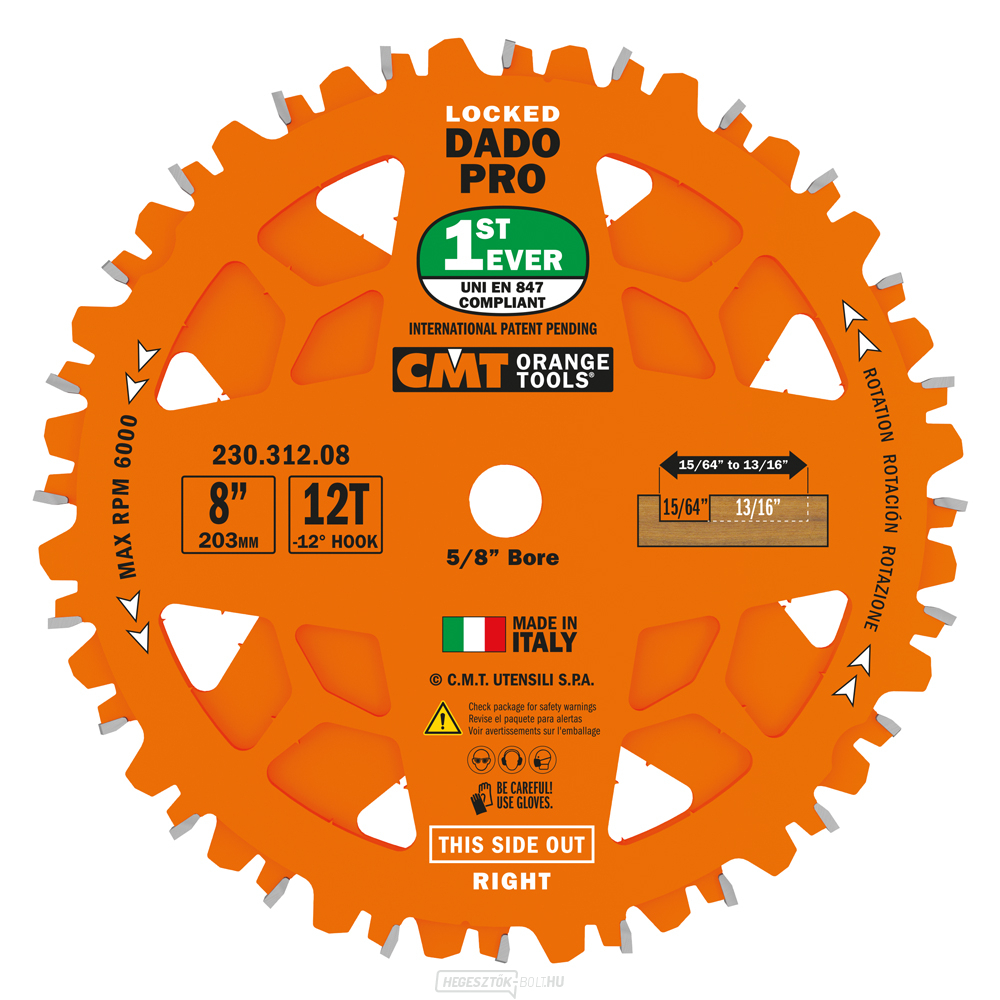 CMT Hornyolótárcsa készlet DADO PRO - D203x6,2-20 d15,87 Z12 HW
