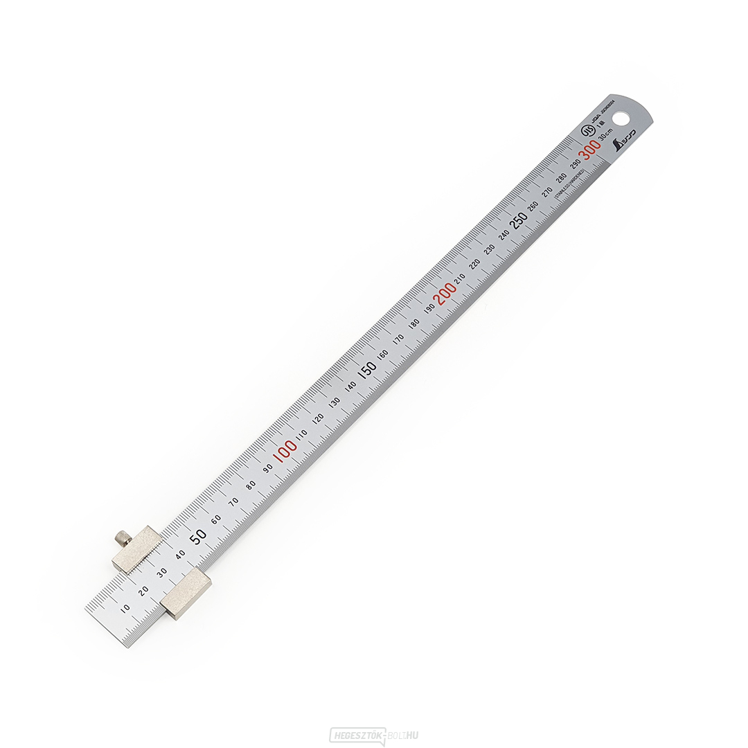 SHINWA rozsdamentes vonalzó ütközővel - 300 mm