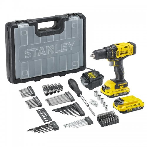Akkus fúrógép 100 darabos tartozékkészlettel V20 18V 2x2,0Ah Stanley FatMax SFMCD700D2A