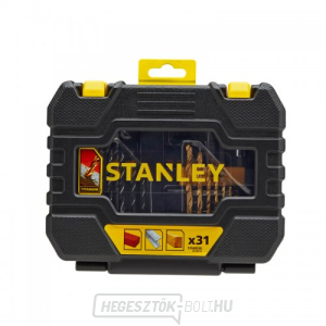31 darabos titán/fa/fa fúrószerszám készlet, csavarhúzó bitek, mágneses bit tartó, süllyesztő Stanley STA88550 31 darabos titán/fa/fa fúrószerszám készlet, csavarhúzó bitek, mágneses bit tartó, süllyesztő Stanley STA88550 gallery main image