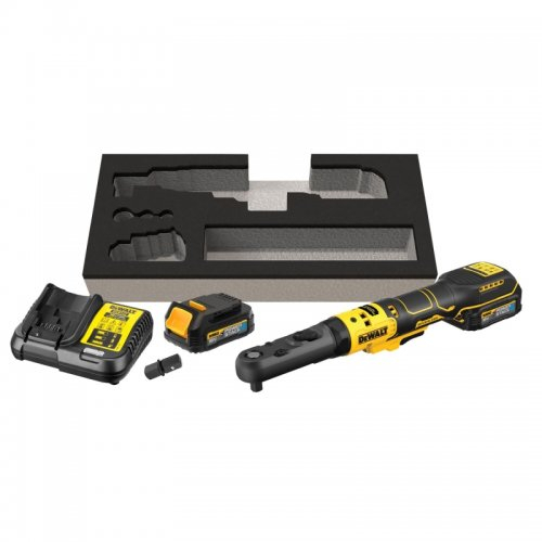 DeWALT DCF510E2G 18V 2x1,7Ah 3/8' 1/2" négyszögletes fejű akkumulátoros racsni cserélhető fejjel