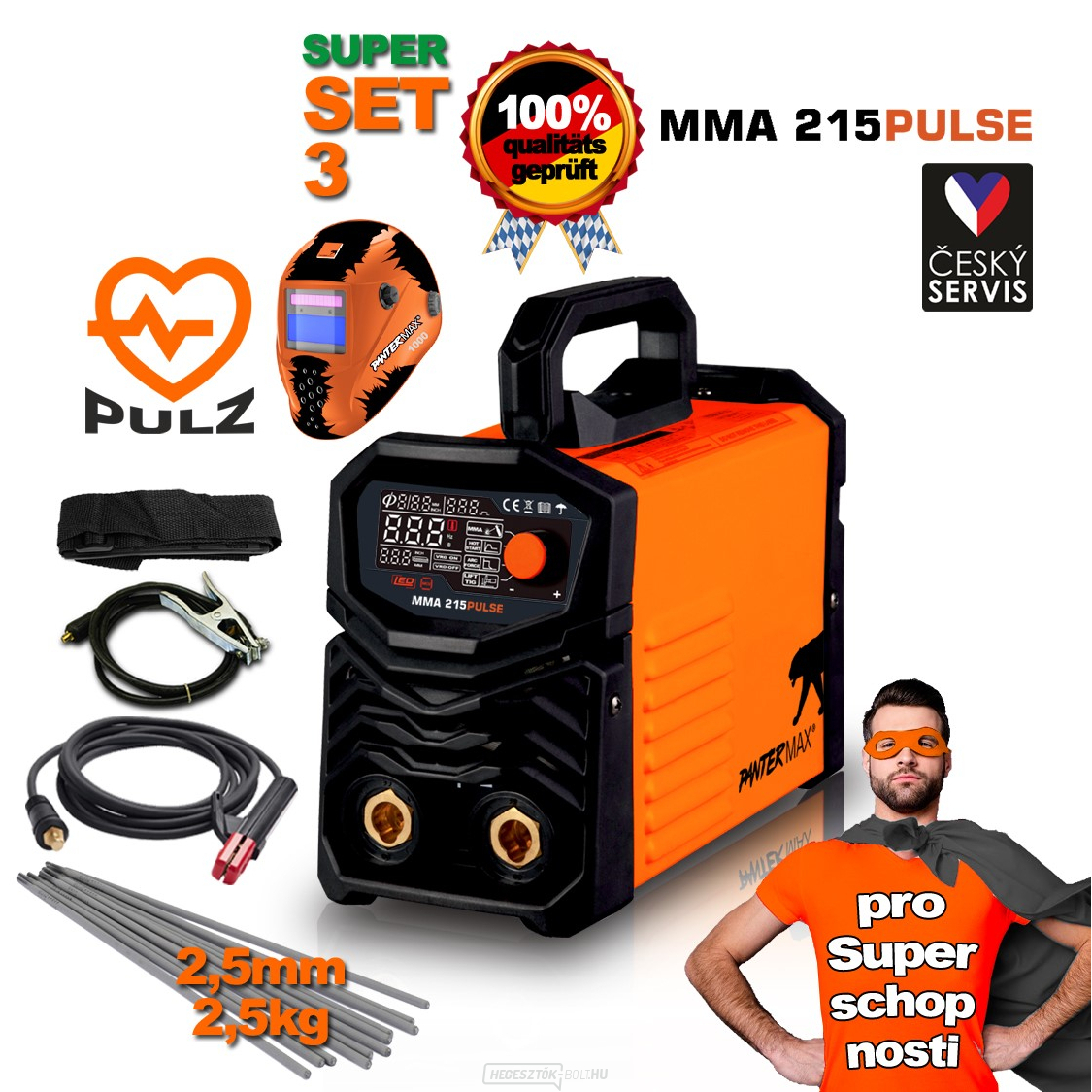 PANTERMAX MMA215pulse inverteres MMA/TIG hegesztő SET 3 SUPER CAPABILITIES kiadás