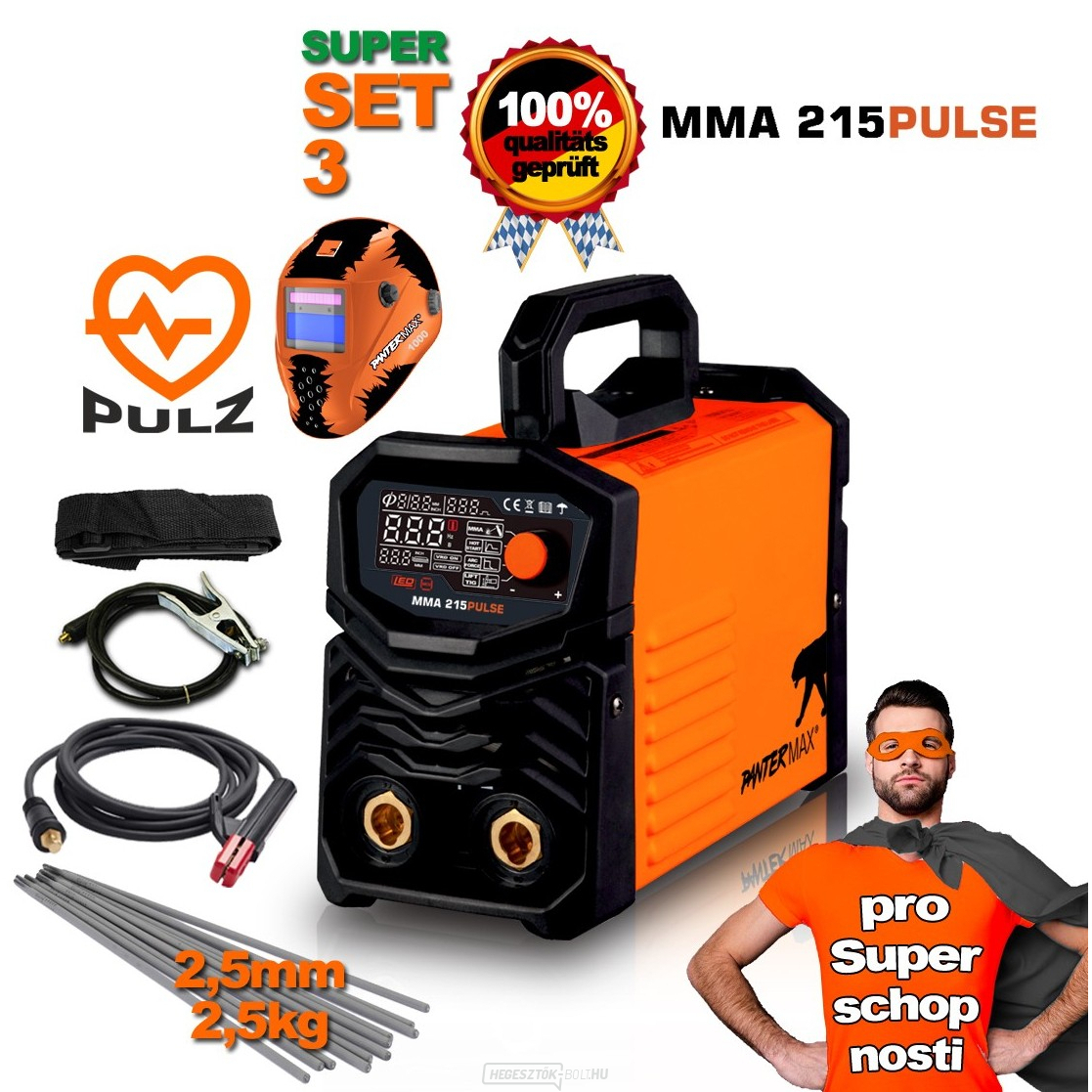 PANTERMAX MMA215pulse inverteres MMA/TIG hegesztő SET 3 SUPER CAPABILITIES kiadás