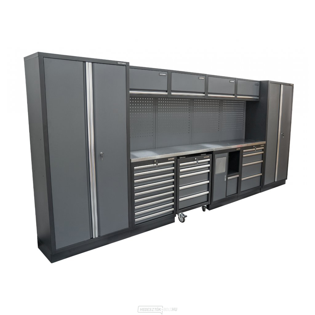 AKCIÓS SZETT 10 db-os műhelybútor készlet SET-CA01076 rozsdamentes acél munkalappal MB-TGW26S és MB-TGW80S