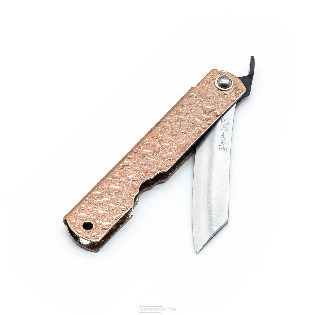 Japán Higonokami NAGAO Yasuki acél összecsukható kés réz fogantyúval - 73mm